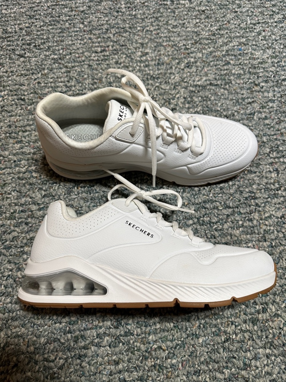 Skechers Street Uno Stand on Air Memory Foam White Leather Air-Window Sneakers